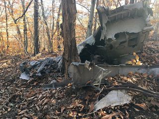 Wreckage of a small airplane.