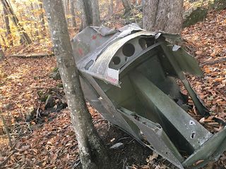What remains of the small plane's cockpit.