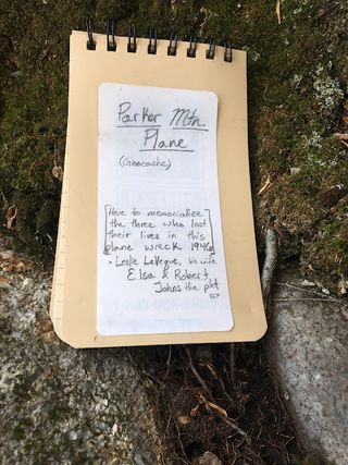 Geocache logbook.